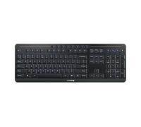 Cherry Stream Keyboard Ultimate, Clavier sans Fil Multi-Appareils, Disposition US (QWERTY), Connexion Via Bluetooth, 2,4 GHz & Câble, Rétroéclairé, Noir