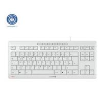 CHERRY Stream Keyboard TKL, Clavier Filaire sans pavé numérique, Disposition Allemande (QWERTZ), Frappe silencieuse, Sensation de Frappe Unique, Blanc grisé