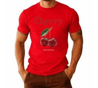 Cherry - T-shirt pour homme avec inscription « Cherry » | Un design joyeux avec des cerises et l'inscription « Have A Nice Day », idéal pour les amateurs de fruits et comme cadeau