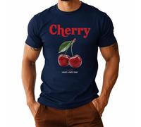 Cherry - T-shirt pour homme avec inscription « Cherry » | Un design joyeux avec des cerises et l'inscription « Have A Nice Day », idéal pour les amateurs de fruits et comme cadeau