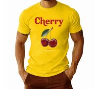 Cherry - T-shirt pour homme avec inscription « Cherry » | Un design joyeux avec des cerises et l'inscription « Have A Nice Day », idéal pour les amateurs de fruits et comme cadeau