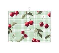 Cherry Tapis de séchage à vaisselle vintage absorbant pour comptoir de cuisine, tapis de café, égouttoir à vaisselle avec boucle de suspension, 45,7 x 61 cm
