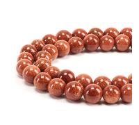 Cherry Tree Collection | 100 perles rondes en pierre précieuse dorée de 8 mm pour la fabrication de bijoux | Comprend une boîte de rangement, un cordon élastique et des aiguilles