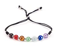 Cherry Tree Collection Bracelet chakra en pierre précieuse naturelle | Cordon en nylon de taille réglable | Perles de 6 mm, entretoises argentées | 12,7 à 16,5 cm, Medium, Pierre