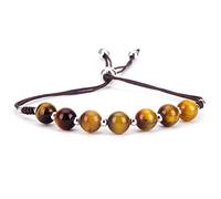 Cherry Tree Collection Bracelet chakra en pierre précieuse naturelle | Cordon en nylon de taille réglable | Perles de 6 mm, entretoises argentées | 12,7 à 16,5 cm, M, Pierre