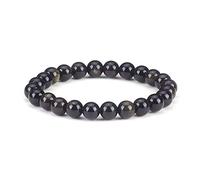 Cherry Tree Collection Bracelet extensible en perles de pierres précieuses rondes de 8 mm, 17,8 cm, Small, Pierre, Obsidienne