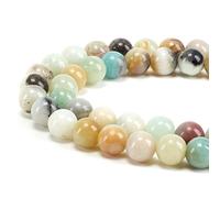 Cherry Tree Collection Lot de 100 perles rondes en amazonite de 8 mm pour la fabrication de bijoux avec boîte de rangement, cordon élastique et aiguilles