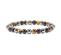 Cherry Tree Collection - Petite, moyenne, grande taille - Bracelets de perles en pierres précieuses pour femmes, hommes et adolescents - Perles rondes de 6 mm, Small, Pierre précieuse, Œil de tigre