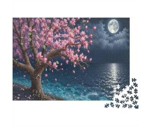 Cherry Tree par Moonlit Water 1000 Piece Puzzles Adults and Children Le Paysage Cadeau pour La Famille Loisir Créatif Tableau Décoratif Jeu Stimulant 70x50cm/1000pcs