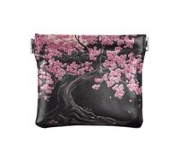 Cherry Tree Red Black Art Porte-monnaie en cuir PU pour femme Sac de maquillage portable Sac à main pour femme, Cerisier rouge noir art, 1 size, Moderne
