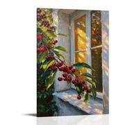 Cherry Window Art Peinture Art Mural Impression Photo Moderne Décoration de Chambre Familiale 60 x 90 cm
