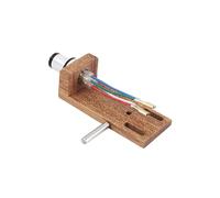 Cherry Wood Turntable Headshell with Silver Clip Cartridge Leads