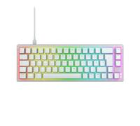 CHERRY XTRFY K5V2 Compact, Clavier de gaming mécanique, format 65 %, Disposition allemande (QWERTZ), Clavier Hot-Swap, MX2A RED Switches, Blanc transparent