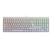 CHERRY MX 2.0S, Clavier de Jeu Mécanique avec Éclairage RGB, Disposition Allemande (QWERTZ), Filaire, Conçu en Allemagne, Commutateurs MX2A Red, Blanc