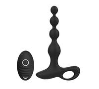 CHERRYDELICE - Perles Anales Vibrantes avec Télécommande, 10 Modes de Vibration, Homme et Femme, Silencieux, Étanche, Silicone, Rechargeable USB (Noir), 203 x 121 x 35.5 millimètres
