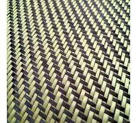 Cherrynight Tissu Mixte 3K 200 g/m² 1100D en Fibre de Carbone véritable Kevlar Noir et Jaune 2x2 sergé Jaune Tissu Carbone Kevlar Fibre d'aramide 40"/Largeur(0.4m x 1m a Slice)