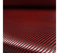 Cherrynight Tissu Mixte en Fiber de Carbone Kevlar, 3K 200gsm 2x2 Rouge/Bleu/Jaune, sergé 20 "/50cm, Tissu Hybride en Fiber d'aramide, 1 pièce (Color : Red, Size : 50cm witdh x 1m)
