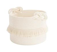 CherryNow Small Woven Storage Baskets Cotton Rope Decorative Hamper for Diaper, Blankets, Magazine and Keys, Cute Tassel N.