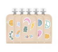 Cherub Baby On The Go Lot de 5 pochettes autocollantes réutilisables anti-déversement et anti-fuite pour stockage des aliments pour bébé 150 ml (arc-en-ciel rétro)