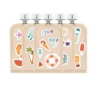 Cherub Baby On The Go Lot de 5 pochettes autocollantes réutilisables anti-déversement et anti-fuite pour stockage des aliments pour bébé 150 ml (Summer Vibes)