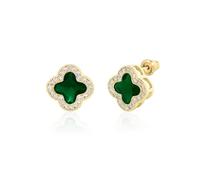 CHERUBIC Boucles d'oreilles à tige en argent sterling 925 avec zircone cubique AAA en forme de fleur en forme de trèfle à quatre feuilles, Argent sterling et oxyde de zirconium, Zircone cubique