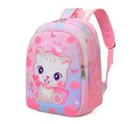 CHERUBIC Sac à dos pour enfant, sac d'école, sac de voyage imperméable et léger, Chat rose.