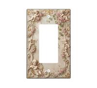 Chérubin - Plaque d'interrupteur à bascule simple - Vintage romantique rose lierre printemps beige - En plastique - Taille standard - Décoration pour nouvel appartement, maison, chambre à coucher