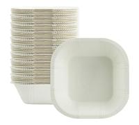 Cherypick Bols en carton jetables - lot de 30, bols carrés résistants pour soupes, desserts, snacks, apéritifs et repas quotidiens (Blanc)