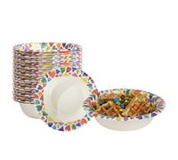 Cherypick Bols jetables en carton 240 ml, lot de 30, motif cœurs colorés, épais, résistants et anti-fuite, compatibles micro-ondes, pour glaces, desserts, apéritifs, snacks et pique-niques