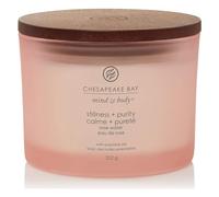 Chesapeake Bay Bougie parfumée | Bougie d’aromathérapie à 3 mèches en pot en verre Calme + Pureté (Eau de Rose) | Temps de combustion : jusqu’à 24 heures | Collection Mind & Body
