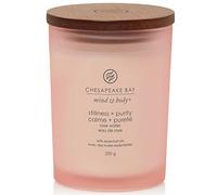 Chesapeake Bay Bougie parfumée | Bougie d’aromathérapie en pot en verre Calme + Pureté (Eau de Rose) moyen modèle | Temps de combustion : jusqu’à 57 heures | Collection Mind & Body