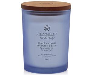 Chesapeake Bay Bougie parfumée | Bougie d’aromathérapie en pot en verre Sérénite + Calme (Lavande Thym) moyen modèle | Temps de combustion : jusqu’à 57 heures | Collection Mind & Body