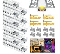 Chesbung 10x1M Profilé Led Encastrable, Profilés en Aluminium, Profile alu Pour Ruban Led Profilé Led Encastrable Rail Diffuseur (10Pack-1M-Weiß-Profil-18mm)