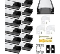 Chesbung Profilé Aluminium Led, Canal aluminium Led en pour Bandes à Led, Profil Led avec Couvercle Blanc Crème, Canal Led et Diffuseur LED avec Embouts, Clips de Montage en Métal