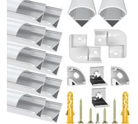 Chesbung Profilé en aluminium pour bandes LED - 10 x 1 m - Forme de V - Cache blanc laiteux - Clips de montage et connecteurs 45°