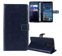 Cheshaoping Flip Premium Retro Business Book Stand Cuir Housse Coque Etui Cas Couverture Protecteur Téléphone Case Portefeuille TPU Silicone Cover pour Infinix Smart 20 / X6840B (Bleu Fonce)