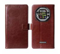 Cheshaoping Flip Premium Retro Business Book Stand Cuir Housse Coque Etui Cas Couverture Protecteur Téléphone Case Portefeuille TPU Silicone Cover pour OSCAL Tank 1 6.78" (Brun)