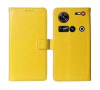 Cheshaoping Flip Premium Retro Business Book Stand Cuir Housse Coque Etui Cas Couverture Protecteur Téléphone Case Portefeuille TPU Silicone Cover pour ZTE Nubia Z70 Ultra 5G (Jaune)