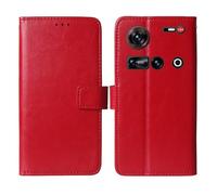 Cheshaoping Flip Premium Retro Business Book Stand Cuir Housse Coque Etui Cas Couverture Protecteur Téléphone Case Portefeuille TPU Silicone Cover pour ZTE Nubia Z70 Ultra 5G (Rouge)