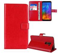 Cheshaoping Flip Premium Retro Business Book Stand Cuir Housse Coque Etui Cas Couverture Protecteur Téléphone Case Portefeuille TPU Silicone Cover pour Infinix Smart 20 / X6840B (Rouge)