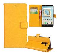 Cheshaoping Flip Premium Retro Business Book Stand Cuir Housse Coque Etui Cas Couverture Protecteur Téléphone Case Portefeuille TPU Silicone Cover pour Infinix Smart 20 / X6840B (Jaune)