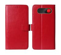 Cheshaoping Flip Premium Retro Business Cuir Housse Coque Etui Cas Couverture Protecteur Téléphone Case Portefeuille Cover pour Logicom Posh S85 2.51" (Rouge)