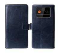 Cheshaoping Flip Premium Retro Business Cuir Housse Coque Etui Cas Couverture Protecteur Téléphone Case Portefeuille Cover pour iHunt Primo 4G 2.4" (Bleu Fonce)