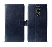 Cheshaoping Flip Premium Retro Business Cuir Housse Coque Etui Cas Couverture Protecteur Téléphone Case Portefeuille Cover pour Olympia Joy II 2.4" (Bleu Fonce)
