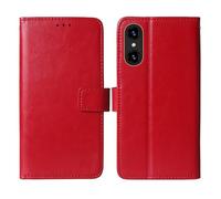 Cheshaoping Flip Premium Retro Business Cuir Housse Coque Etui Cas Couverture Protecteur Téléphone Case Portefeuille Cover pour Logicom Comet 6.51" (Rouge)