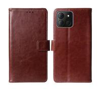 Cheshaoping Flip Premium Retro Business Cuir Housse Coque Etui Cas Couverture Protecteur Téléphone Case Portefeuille Cover pour Aligator S6600 Duo 6.6" (Brun)
