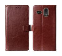Cheshaoping Flip Premium Retro Business Cuir Housse Coque Etui Cas Couverture Protecteur Téléphone Case Portefeuille Cover pour Trevi Max 24 Nero 2.2" (Brun)