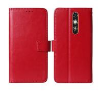 Cheshaoping Flip Premium Retro Business Cuir Housse Coque Etui Cas Couverture Protecteur Téléphone Case Portefeuille Cover pour Ulefone RugKing 2 Pro 5.45" (Rouge)