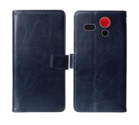 Cheshaoping Flip Premium Retro Business Cuir Housse Coque Etui Cas Couverture Protecteur Téléphone Case Portefeuille Cover pour Olympia Star 2.4" (Bleu Fonce)