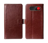 Cheshaoping Flip Premium Retro Business Cuir Housse Coque Etui Cas Couverture Protecteur Téléphone Case Portefeuille Cover pour Logicom Posh S85 2.51" (Brun)